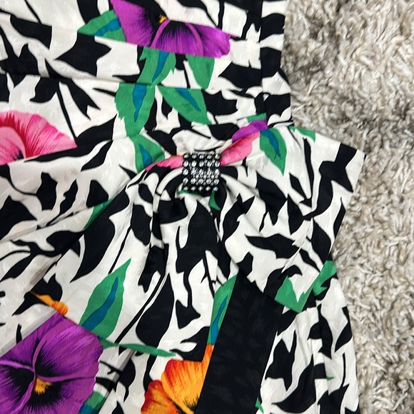 Wow!!! AJ Bari dress vintage floral 100% silk 6 80s prom - Picture 3 of 10